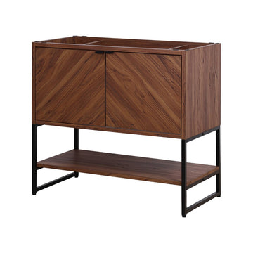 Juhl Chevron-Front Modern Minimalist 2-Shelf Bath Vanity Cabinet Only (Sink Basin Not Included)